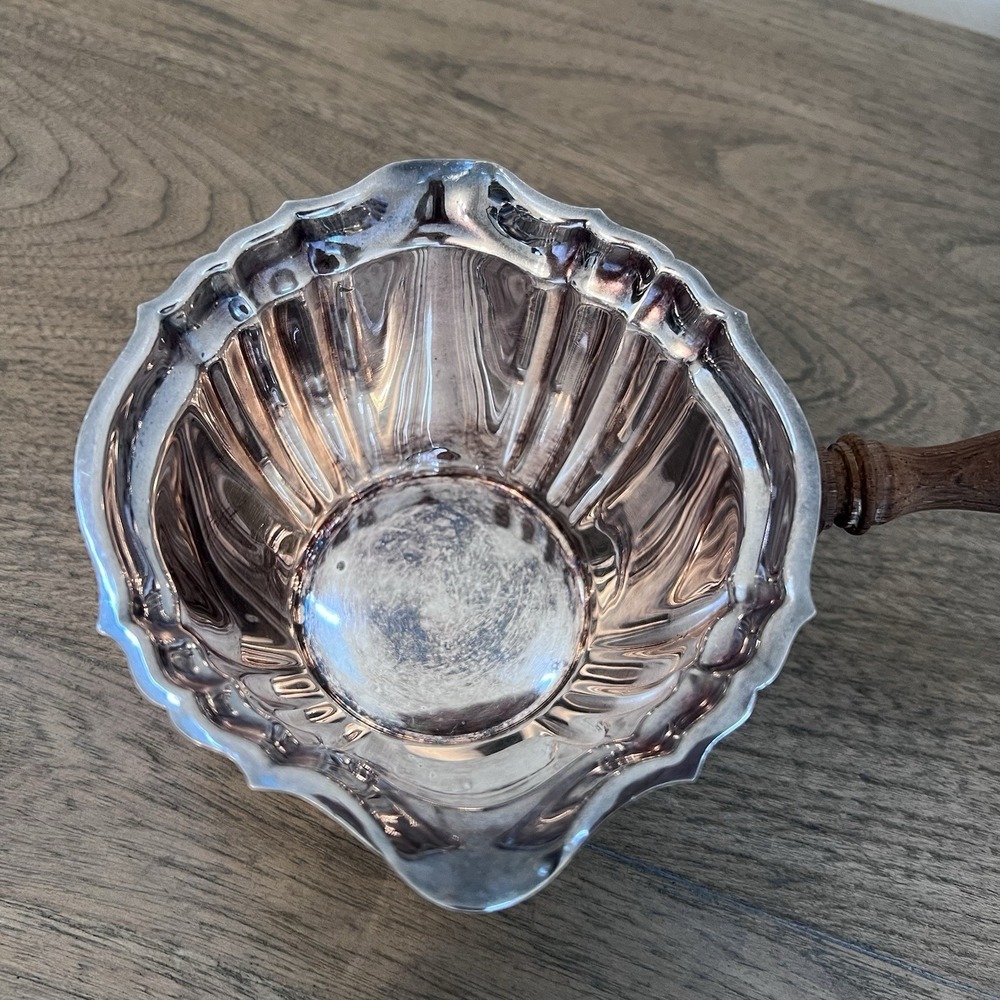 Vintage Gorham Chippendale Wooden Handle Silverplate Brandy Warmer/Chafing YC675